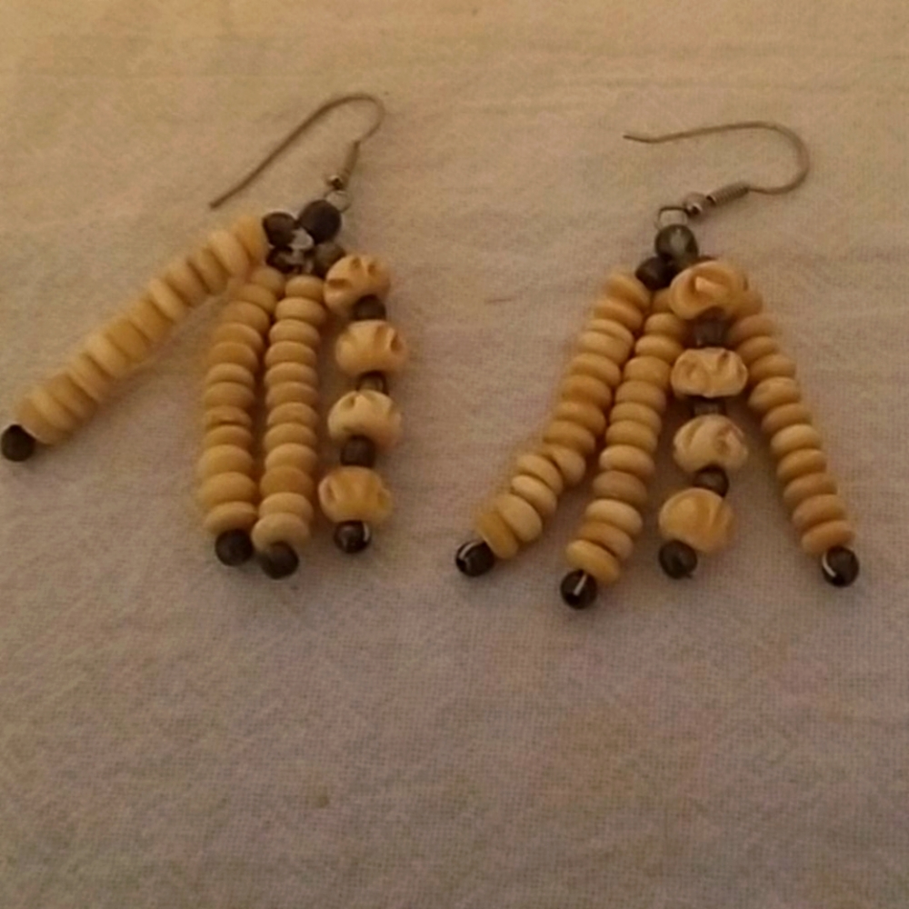 Wood bead earrings